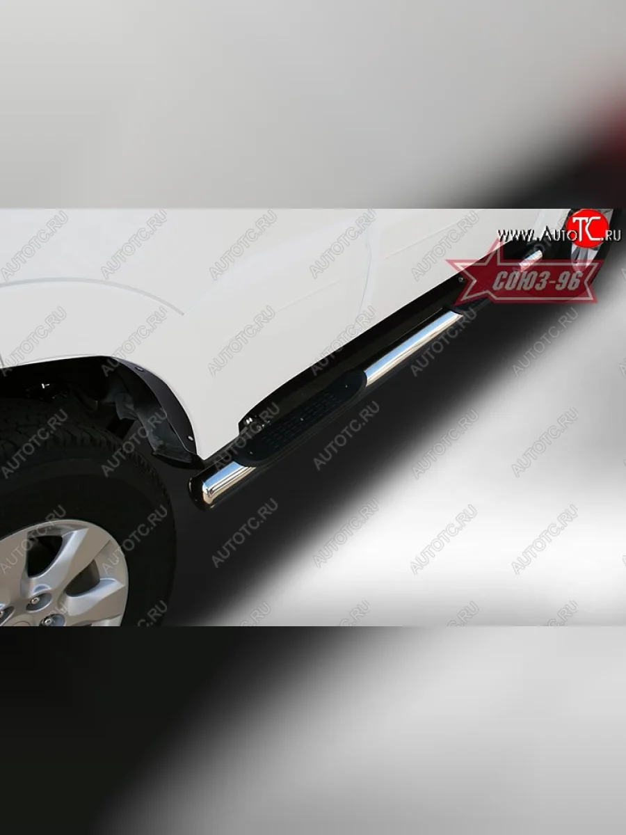 Защита порогов с проступью (без штатных порогов) Souz-96 (d76) Mitsubishi Pajero 4 V90 2-ой рестайлинг (2014-2020)  в Керчи Республика Крым