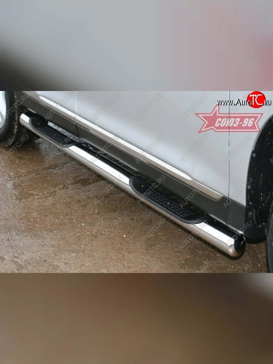 Защита порогов с проступью Souz-96 (d76) Toyota Highlander XU40 рестайлинг (2010-2013)  в Перми Пермском крае