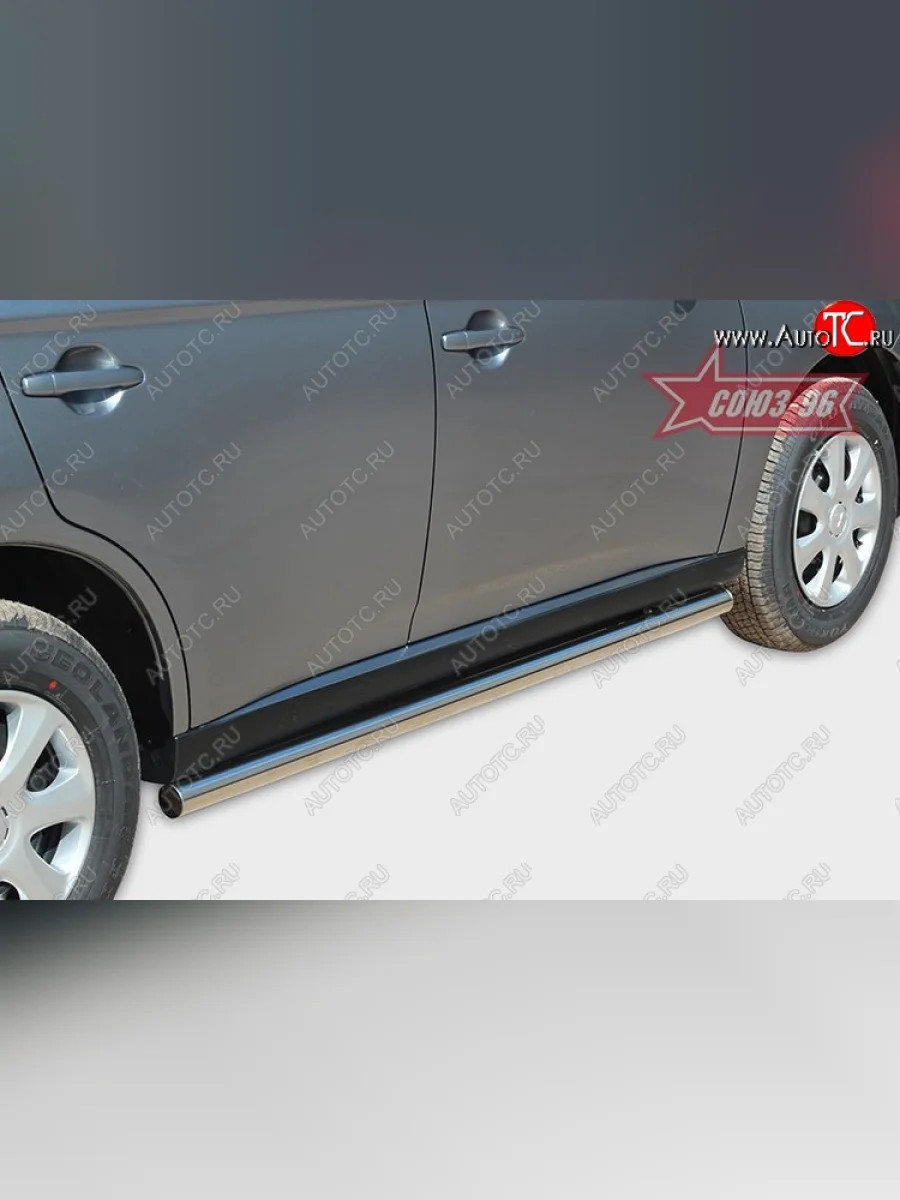 Защита порогов Souz-96 (d60) Mitsubishi Outlander GF дорестайлинг (2012-2014)  в Перми Пермском крае