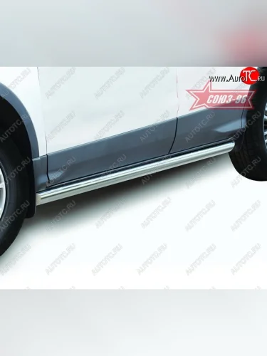 Защита порогов из овальной трубы Souz-96 (d75х42) Ford Kuga 2 дорестайлинг (2013-2016)