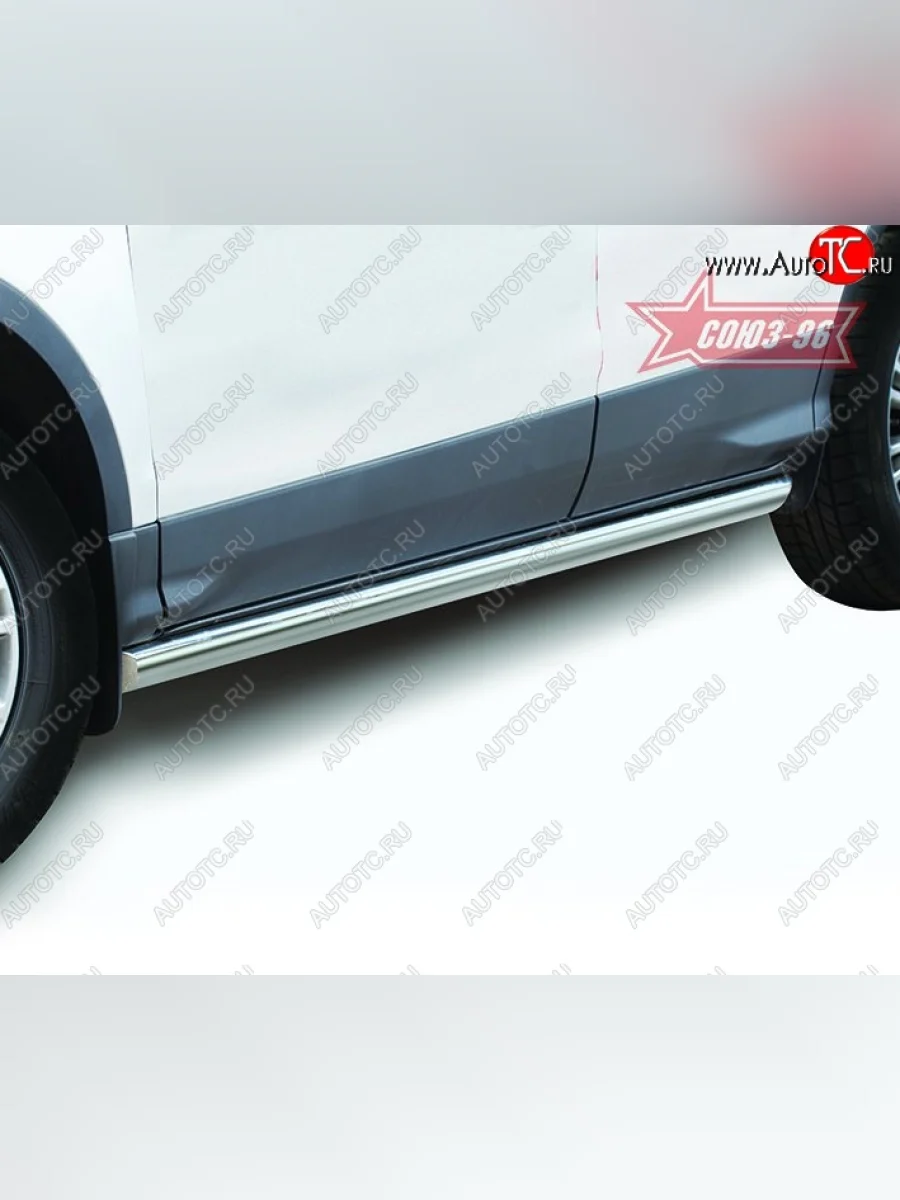 Защита порогов из овальной трубы Souz-96 (d75х42) Ford Kuga 2 дорестайлинг (2013-2016)  в Керчи Республика Крым