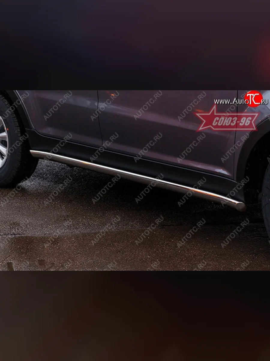 Защита порогов из овальной трубы Souz-96 (d75х42) SSANGYONG Actyon дорестайлинг (2010-2013)  с доставкой в г. Керчь