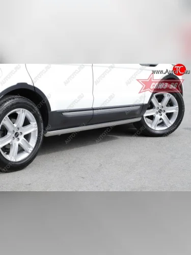 Защита порогов из овальной трубы Souz-96 (d75х42) Land Rover Range Rover Evoque 1 L538 дорестайлинг 5 дв. (2011-2015)