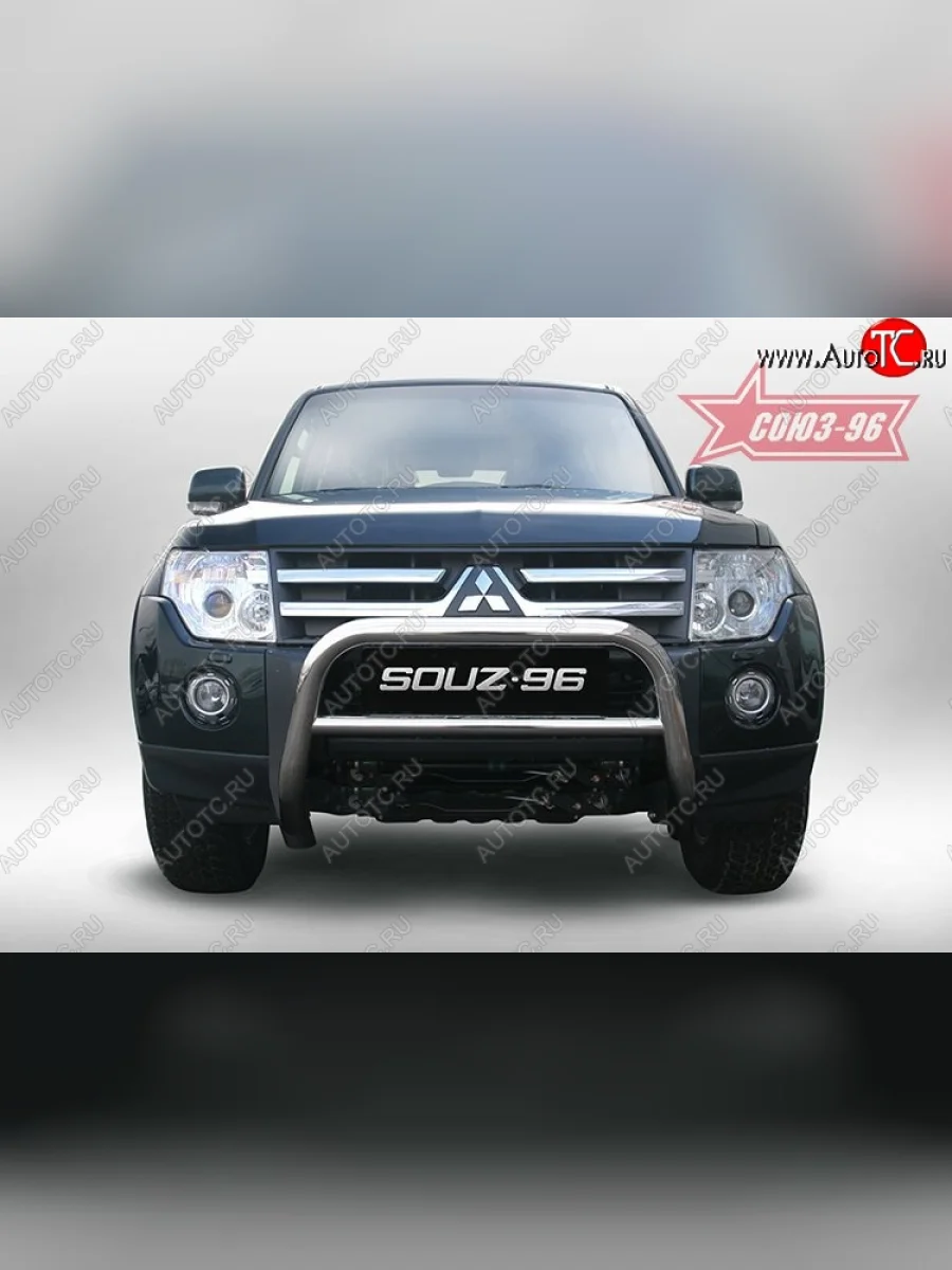 Защита переднего бампера Souz-96 (d60) Mitsubishi Pajero 4 V80 дорестайлинг (2006-2011)  в Керчи Республика Крым