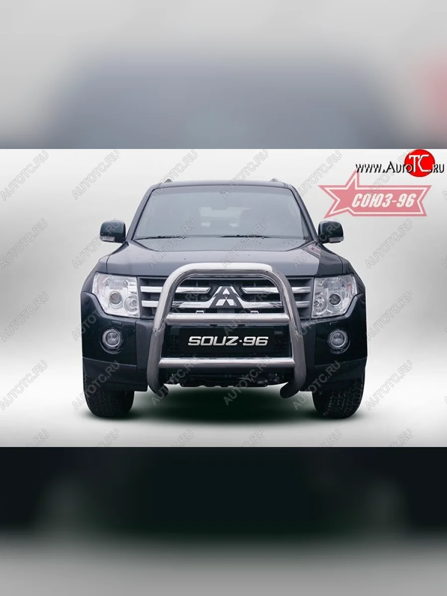 Защита переднего бампера Souz-96 (d76) Mitsubishi Pajero 4 V80 дорестайлинг (2006-2011)  в Самаре Самарской области