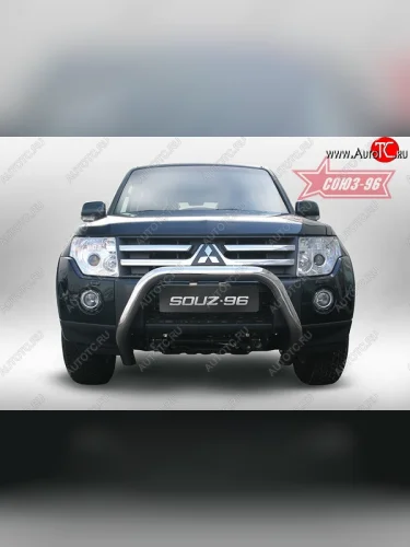 Защита порогов Souz-96 (d76) низкая Mitsubishi Pajero ( 4 V90,  4 V80) (2006-2011) дорестайлинг
