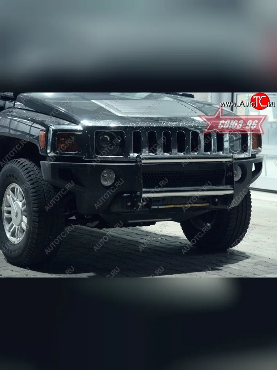 Защита переднего бампера из профильной трубы Souz-96 (d60x76) HUMMER H3 (2005-2010)  в Керчи Республика Крым