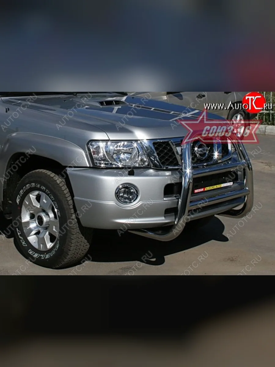 Защита переднего бампера Souz-96 (d76) Nissan Patrol 5 Y61 2-ой рестайлинг (2004-2010)  в Самаре Самарской области