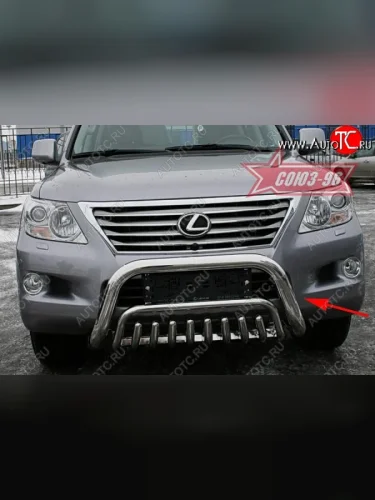Защита переднего бампера Souz-96 (d76) Lexus LX570  J200 (2007-2012) дорестайлинг