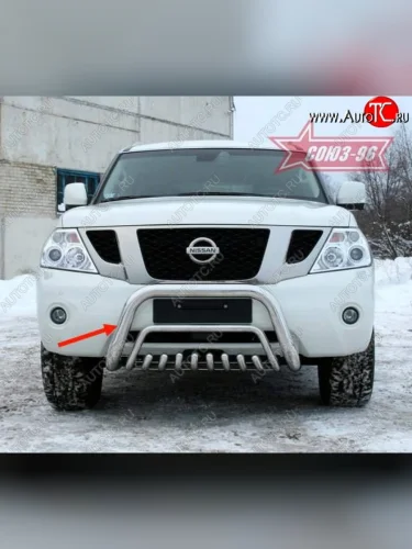 Защита переднего бампера Souz-96 (d76) Nissan Patrol 6 Y62 дорестайлинг (2010-2014)