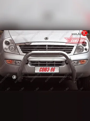 Защита переднего бампера (с кенгурином и подножкой) Souz-96 (d76) SSANGYONG Rexton Y200 (2001-2006)