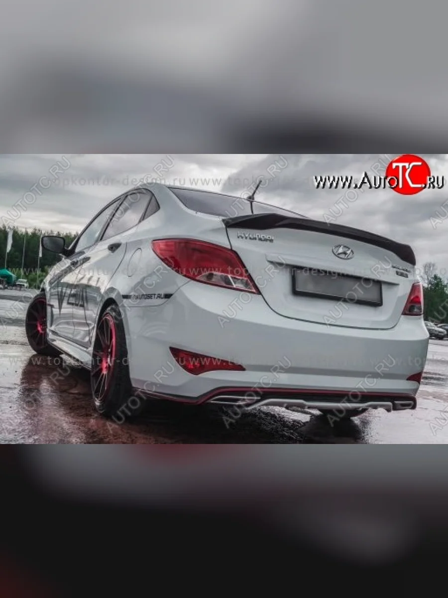 Накладка на задний бампер ZEUS  Hyundai Solaris (2014-2017) RBr (Неокрашенная)  с доставкой в г. Керчь