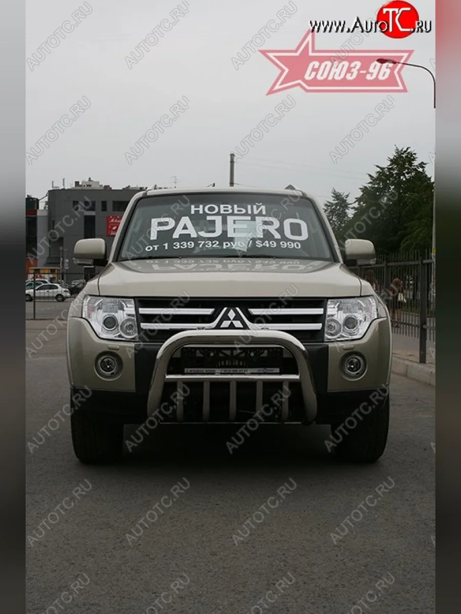 Защита переднего бампера Souz-96 (d76) Mitsubishi Pajero 4 V90 дорестайлинг (2006-2011)  в Керчи Республика Крым