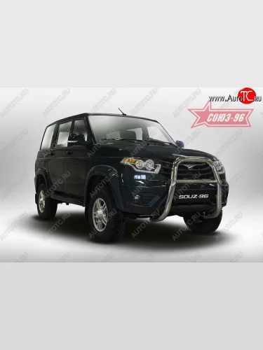 Защита переднего бампера Souz-96 (d76) Уаз Патриот  3163 5 дв. (2017-2025) 2-ой рестайлинг