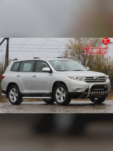 Защита переднего бампера Souz-96 (d76) Toyota Highlander  XU40 (2010-2013) рестайлинг