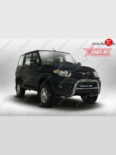 Защита переднего бампера Souz-96 (d76) Уаз Патриот  3163 5 дв. (2017-2025) 2-ой рестайлинг