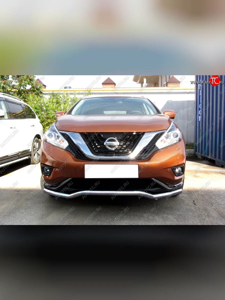 Защита переднего бампера из изогнутой трубы диаметром 57 мм Slitkoff  Nissan Murano (2015-2022) 3 Z52 (Нержавейка, Полированная)  в Перми Пермском крае