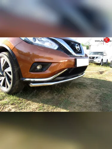 Одинарная защита переднего бампера диаметром 57 мм Slitkoff (Нержавейка) Nissan Murano  3 Z52 (2015-2022) дорестайлинг