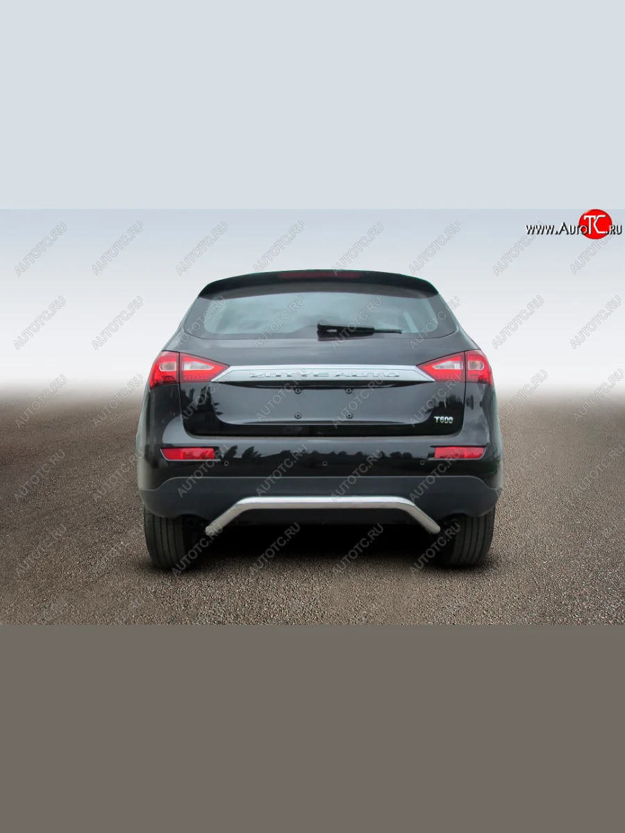 Защита заднего бампера из изогнутой трубы диаметром 57 мм Slitkoff Zotye T600 (2014-2021) (Цвет: нержавеющая полированная сталь)  в Перми Пермском крае