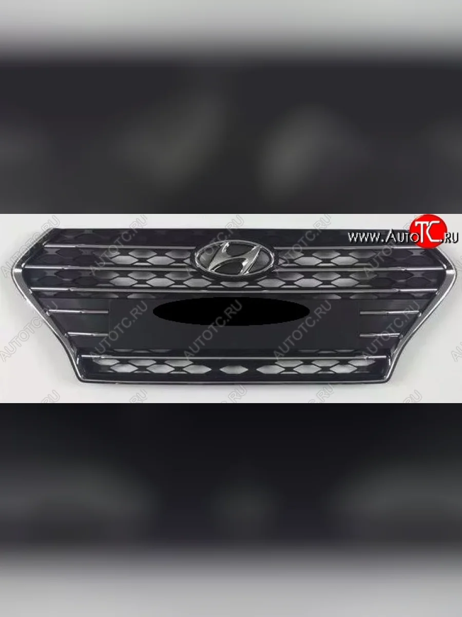 Решётка радиатора Стандарт (с хромироваными полосками) Hyundai Solaris HCR седан дорестайлинг (2017-2020)  в Керчи Республика Крым