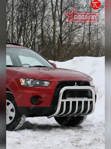 Защита переднего бампера Souz-96 (d60) Mitsubishi Outlander XL (CW)  рестайлинг (2010-2013)