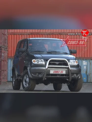 Защита переднего бампера Souz-96 (d76) Уаз Патриот  3163 5 дв. (2005-2013) дорестайлинг