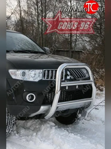 Защита переднего бампера Souz-96 (d76) Mitsubishi Pajero Sport  PB (2008-2013) дорестайлинг