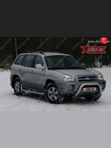 Защита переднего бампера Souz-96 (d76) Hyundai Santa Fe  SM (2000-2012)