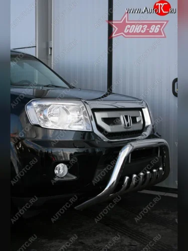 Защита переднего бампера Souz-96 (d76) Honda Pilot  YF4 (2008-2015) дорестайлинг, рестайлинг