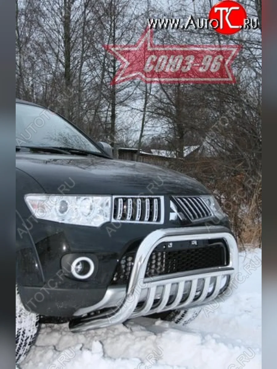 Защита переднего бампера Souz-96 (d76) Mitsubishi Pajero Sport PB дорестайлинг (2008-2013)  в Перми Пермском крае
