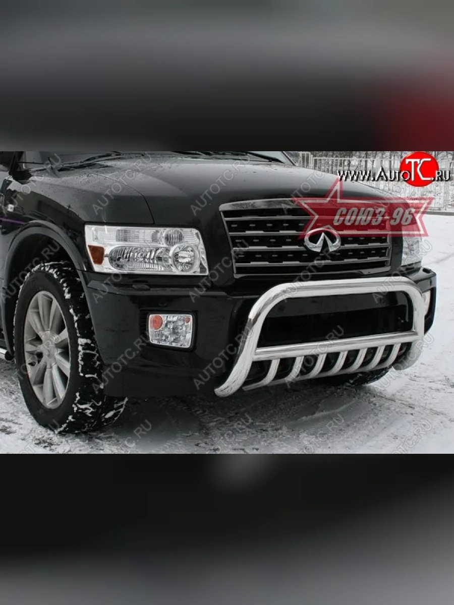 Защита переднего бампера Souz-96 (d76) INFINITI QX56 JA60 рестайлинг (2007-2010)  с доставкой в г. Керчь
