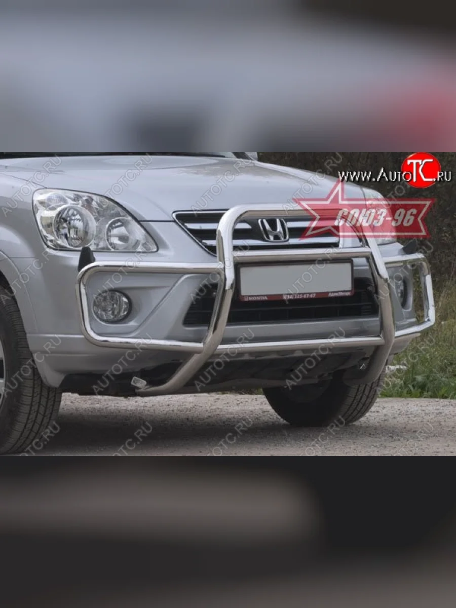 Решетка передняя с защитой бампера Souz-96 (d60/42) Honda CR-V RD4,RD5,RD6,RD7,RD9  рестайлинг (2004-2006)  в Перми Пермском крае