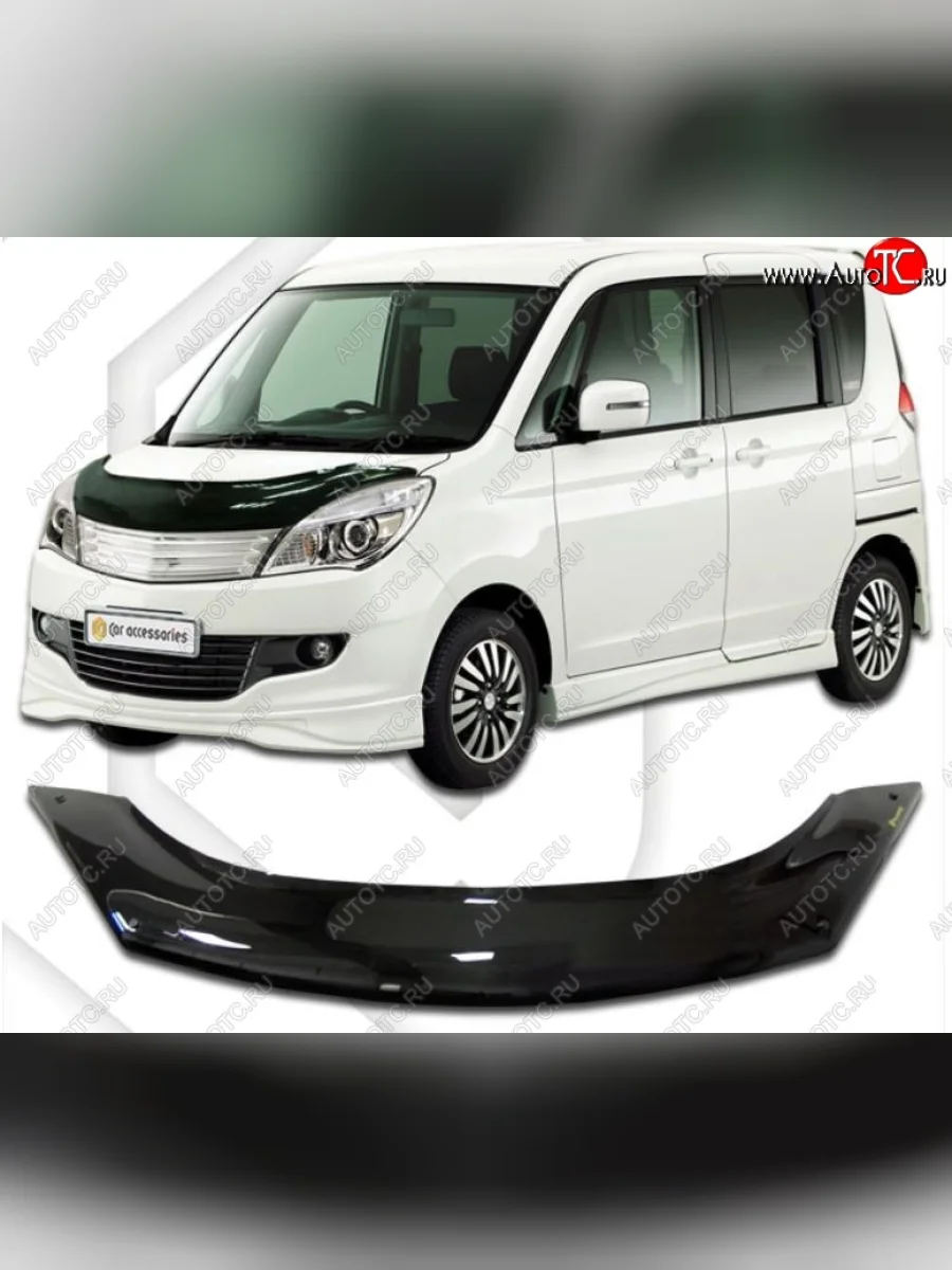 Дефлектор капота CA-Plastic Mitsubishi Delica D:2 1 (2011-2015) (Classic черный, Без надписи)  в Керчи Республика Крым