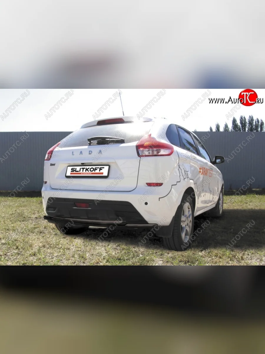 Защита задняя Slitkoff Лада ВАЗ XRAY (2016-2022) (Цвет: серебристый)  с доставкой в г. Керчь