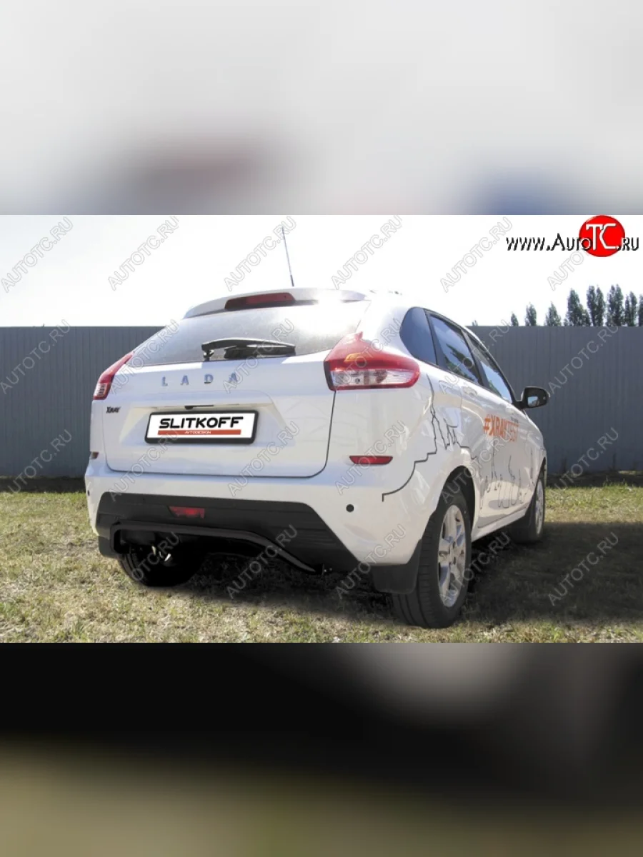 Защита задняя Slitkoff Лада ВАЗ XRAY (2016-2022) (Цвет: серебристый)  в Перми Пермском крае