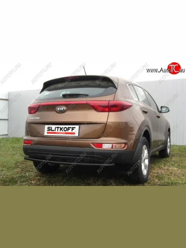 Защита заднего бампера из трубы d42 Slitkoff (короткая) KIA Sportage  4 QL (2016-2018) дорестайлинг