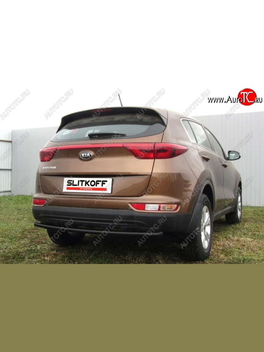 Защита заднего бампера из трубы d42 Slitkoff (короткая)  KIA Sportage (2016-2018) 4 QL (Цвет: серебристый)  в Воронеже Воронежской области