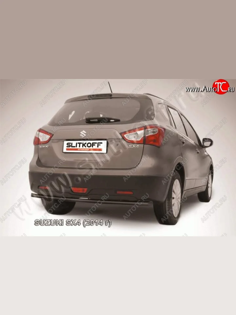 Защита задняя Slitkoff Suzuki SX4 JYB, JYA хэтчбэк дорестайлинг (2013-2016) (Цвет: серебристый)  в Керчи Республика Крым