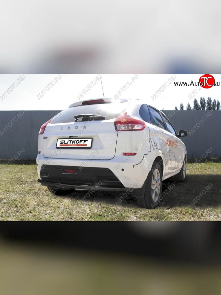 Защита задняя Slitkoff Лада ВАЗ XRAY (2016-2022) (Цвет: серебристый)  в Перми Пермском крае