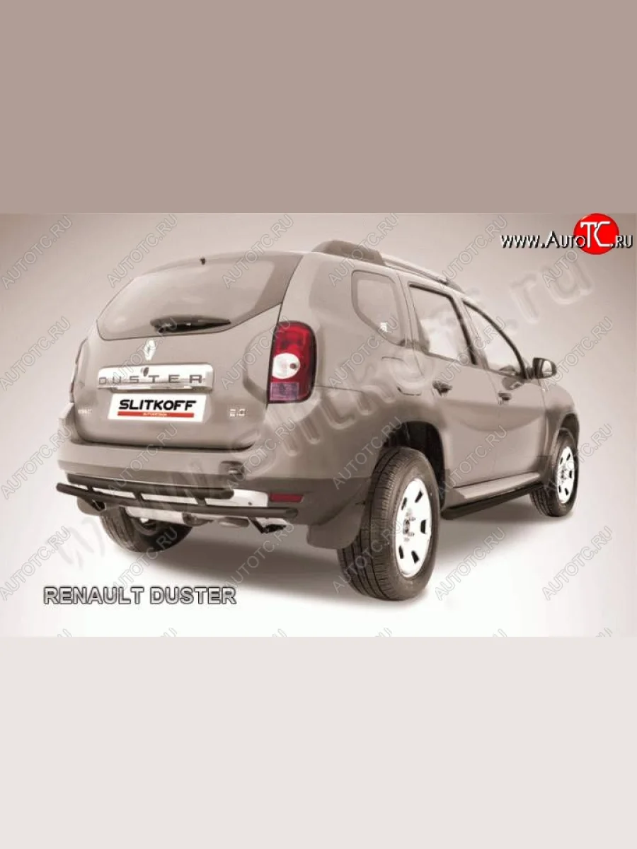 Защита задняя Slitkoff Renault Duster HS дорестайлинг (2010-2015) (Цвет: серебристый)  в Самаре Самарской области