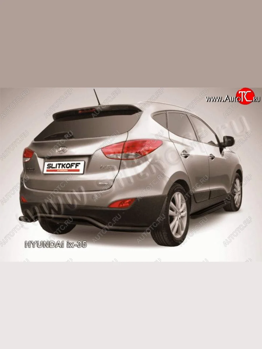 Защита заднего бампера из трубы d57 Slitkoff (волна) Hyundai IX35 LM дорестайлинг (2009-2013) (Цвет: серебристый)  с доставкой в г. Керчь