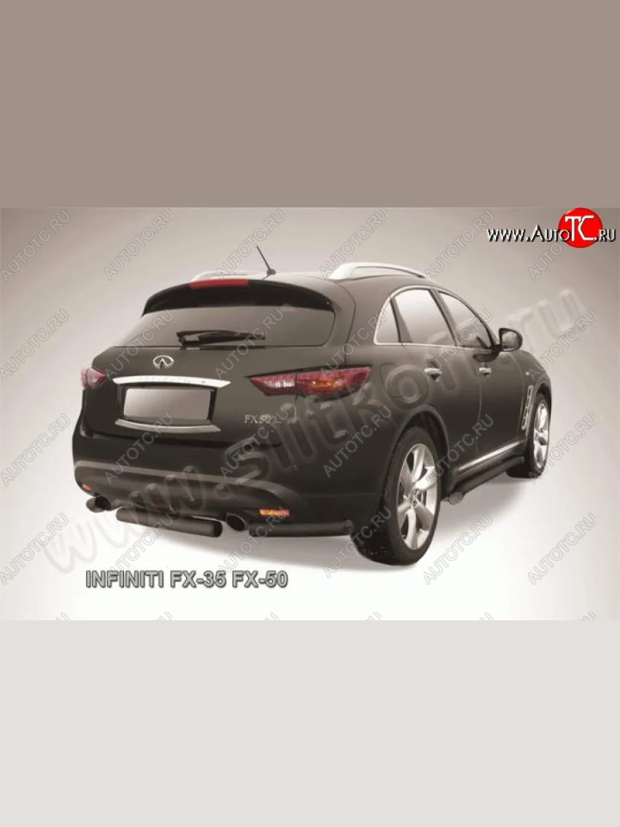 Защита заднего бампера из трубы d57 Slitkoff (короткая) INFINITI FX35 S51 дорестайлинг (2008-2011) (Цвет: серебристый)  в Самаре Самарской области