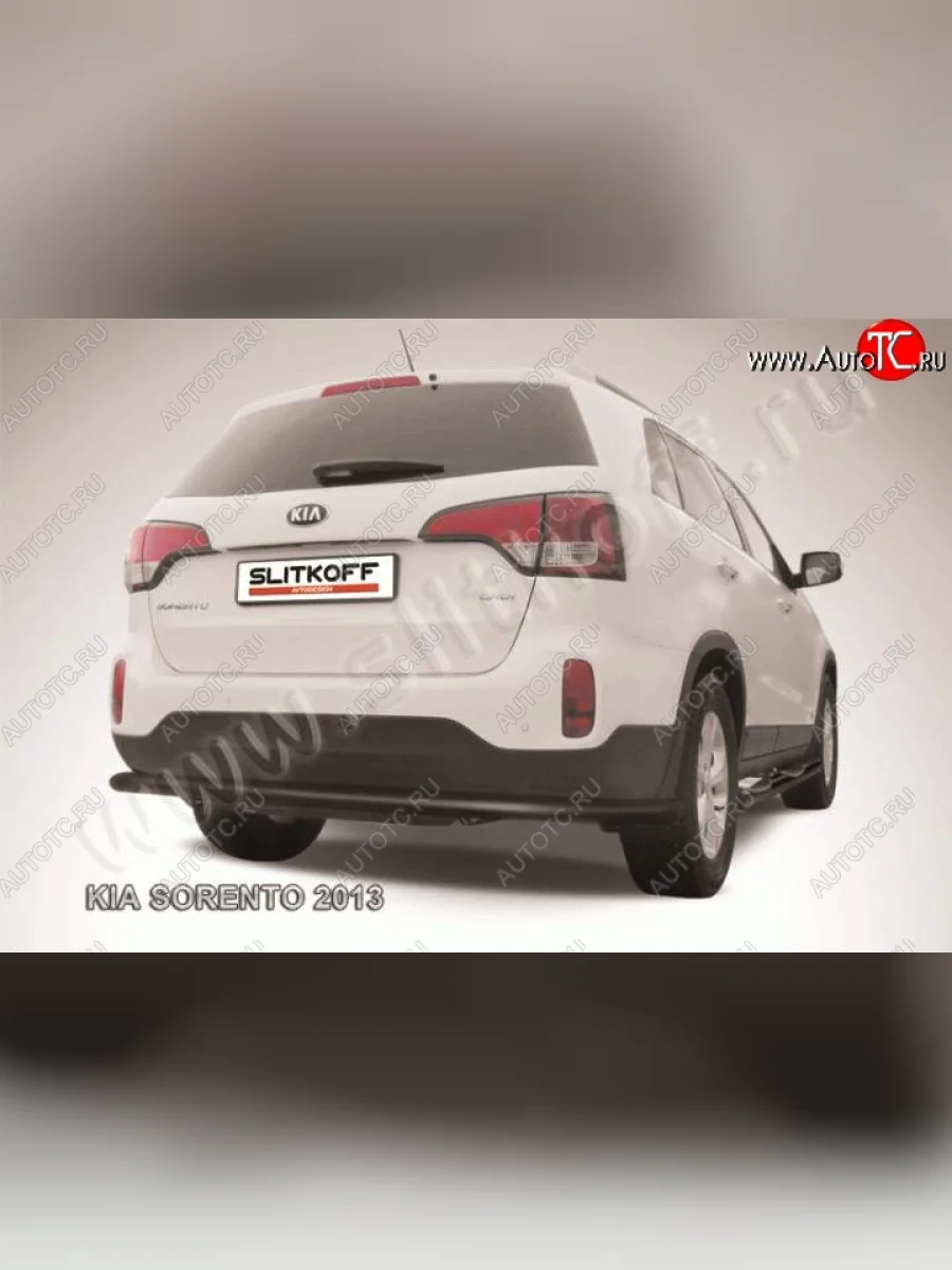 Защита заднего бампера из трубы d57 Slitkoff (длинная) KIA Sorento XM рестайлинг (2012-2015) (Цвет: серебристый)  с доставкой в г. Керчь
