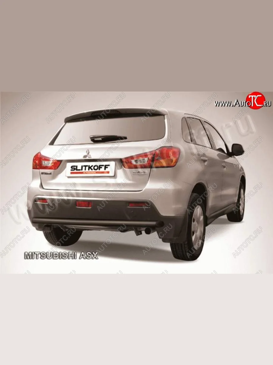 Защита заднего бампера из трубы d57 Slitkoff Mitsubishi ASX дорестайлинг (2010-2012) (Цвет: серебристый)  с доставкой в г. Керчь