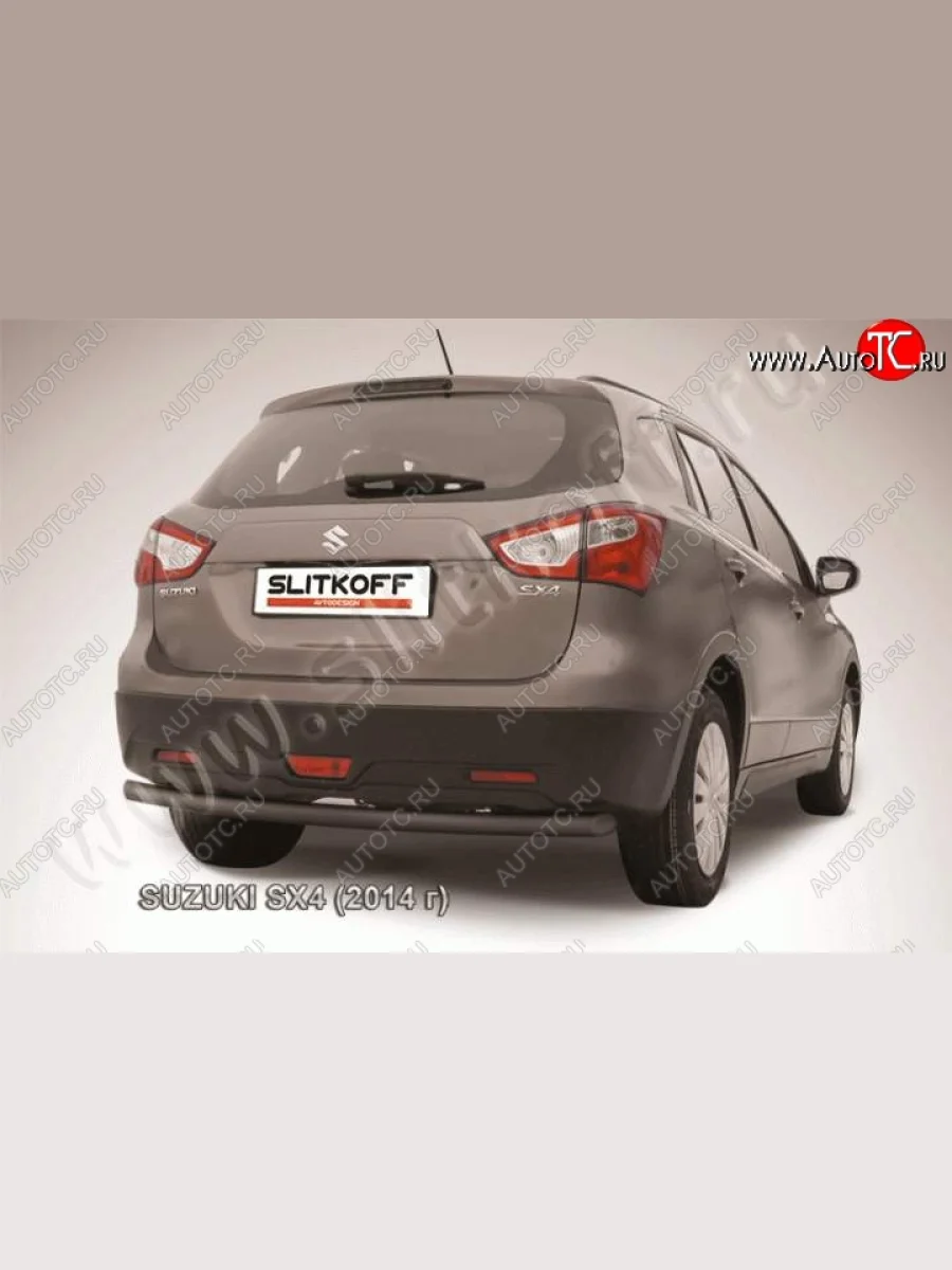 Защита задняя Slitkoff Suzuki SX4 JYB, JYA хэтчбэк дорестайлинг (2013-2016) (Цвет: серебристый)  в Керчи Республика Крым