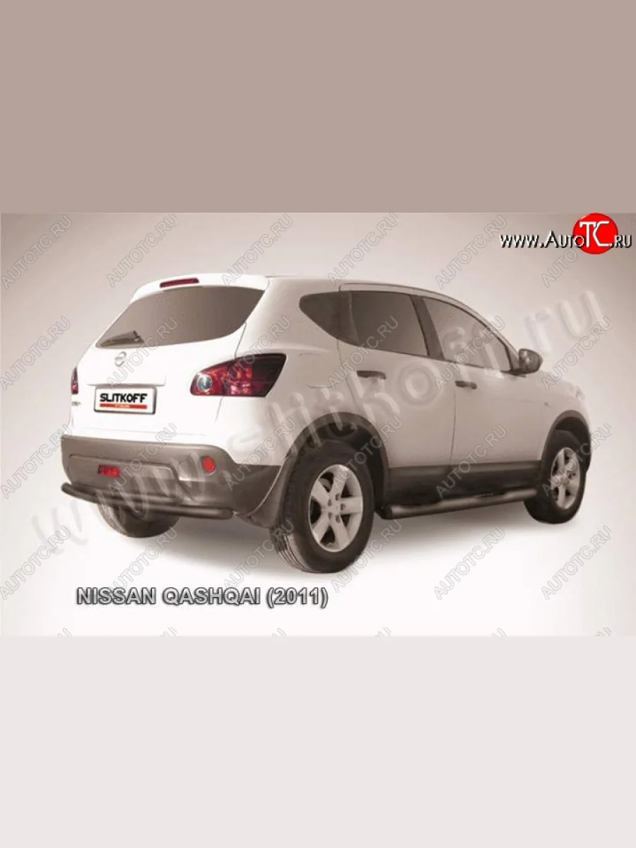 Защита задняя Slitkoff Nissan Qashqai 1 J10 рестайлинг (2010-2013) (Цвет: серебристый)  в Керчи Республика Крым