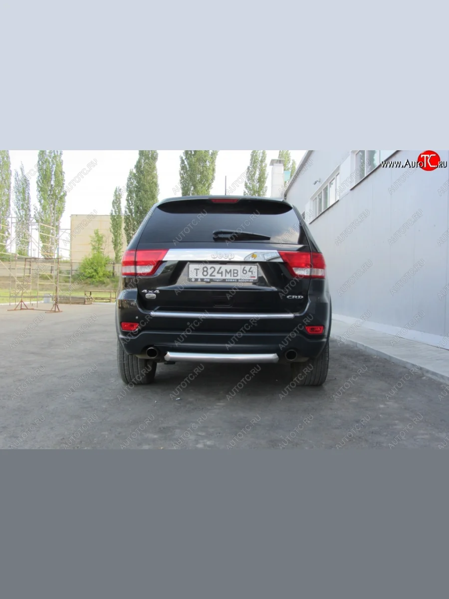 Защита заднего бампера из трубы d76 Slitkoff (короткая) Jeep Grand Cherokee WK2 дорестайлинг (2010-2013) (Цвет: серебристый)  с доставкой в г. Керчь