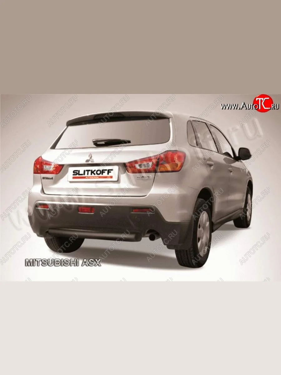 Защита заднего бампера из трубы d76 Slitkoff Mitsubishi ASX дорестайлинг (2010-2012) (Цвет: серебристый)  с доставкой в г. Керчь