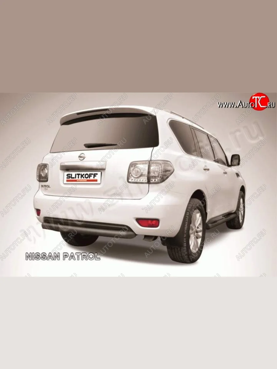Защита задняя Slitkoff Nissan Patrol 6 Y62 дорестайлинг (2010-2014) (Цвет: серебристый)  в Перми Пермском крае
