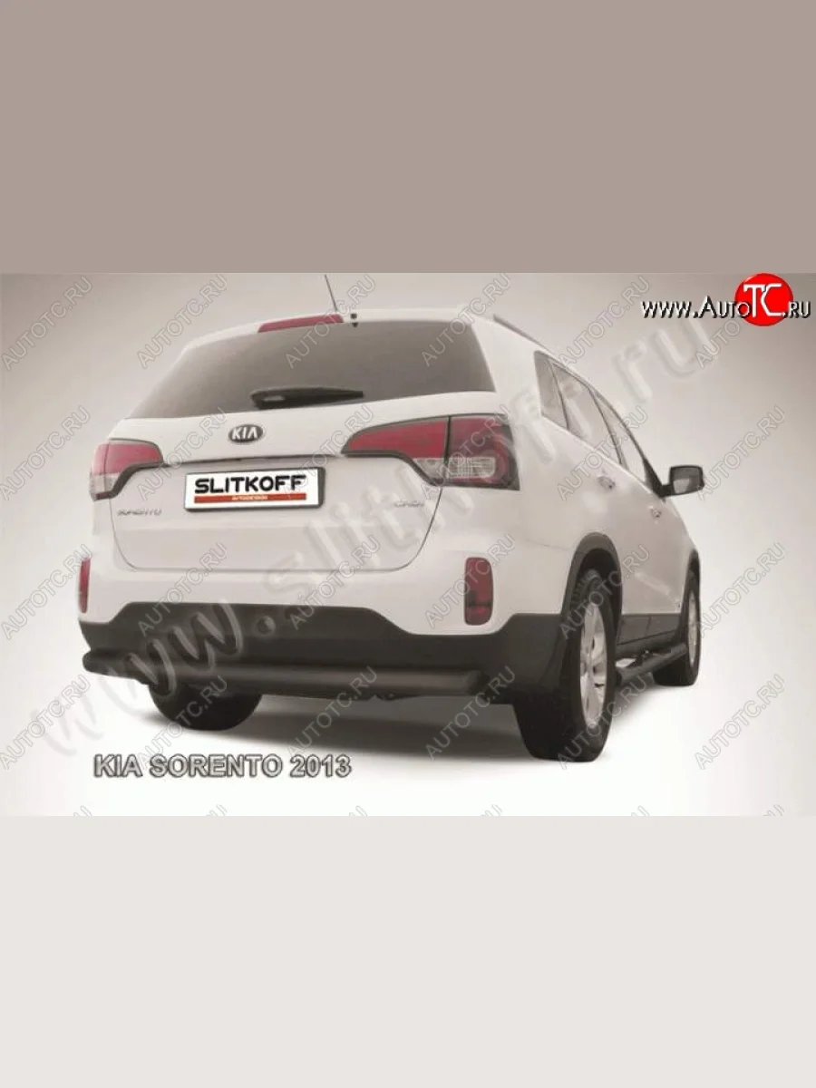 Защита заднего бампера из трубы d76 Slitkoff (длинная) KIA Sorento XM рестайлинг (2012-2015) (Цвет: серебристый)  с доставкой в г. Керчь